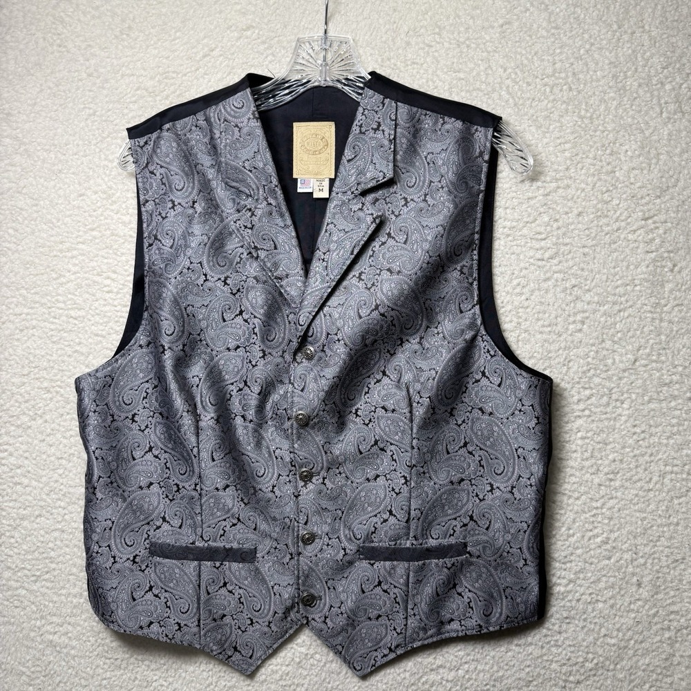 Vintage Wah Maker Vest Mens Medium Frontier Western Paisley Silver Pink Hue